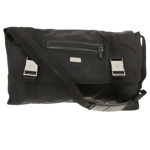 GUCCI Black Nylon Unisex Silver Metal Buckle Shoulder Messenger Bag 122375 - Picture 14 of 14